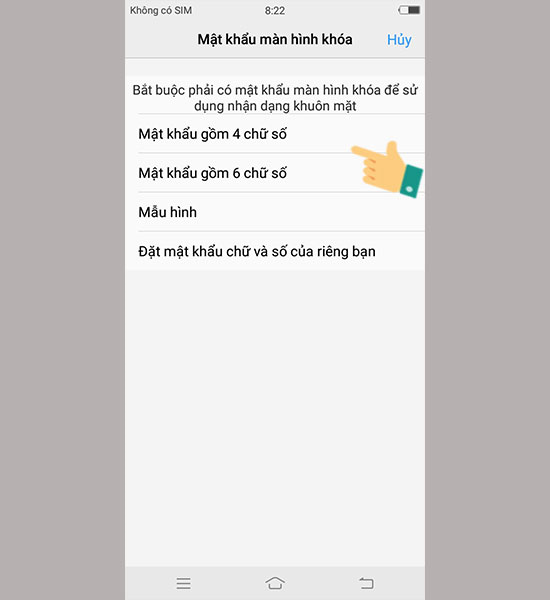 Bạn tiến hành thiết lập mật khẩu dự phòng