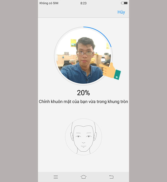 Sau khi thiết lập thành công bạn đưa máy về phía trước để nhận diện khuôn mặt