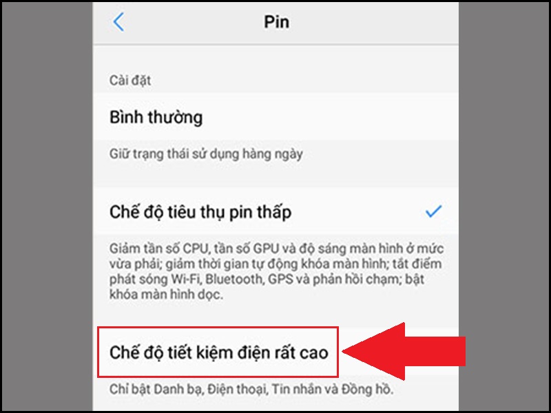 Chế độ si&ecirc;u tiết kiệm pin đưa m&aacute;y về giao diện đơn giản nhất