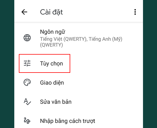 Bước 5: Nhấp vào Tùy chọn.