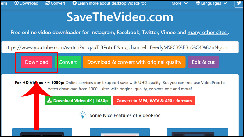 Tải video YouTube với SaveTheVideo