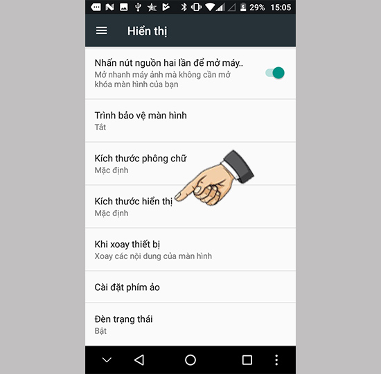 Chọn kích thước hiển thị