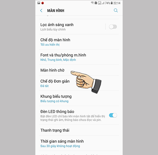 Chọn Màn hình chờ