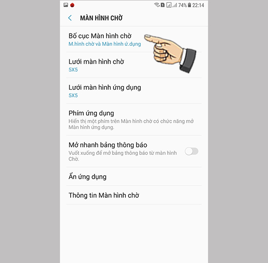 Chọn Bố cục màn hình chờ