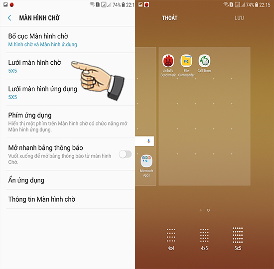 Bước 3: Chọn lưới màn hình chờ.