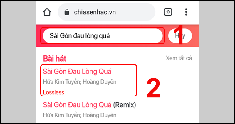 Tìm bài hát bằng thanh tìm kiếm