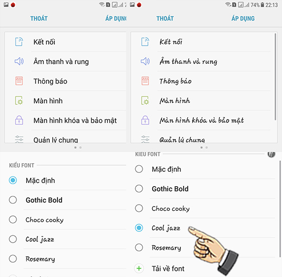 Bước 3: Chọn kiểu Font yêu thích.