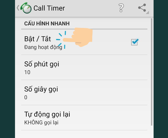 Bước 2: Tiếp theo bạn bật/tắt ứng dụng.