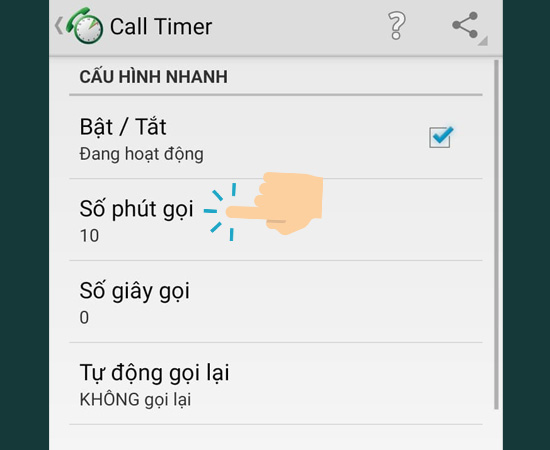Bước 3: Bạn chọn số phút gọi giới hạn tùy ý và bấm lưu lại.