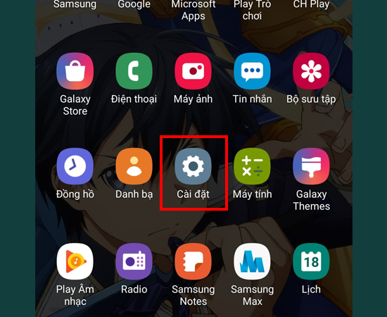 Bước 1: V&agrave;o C&agrave;i đặt.