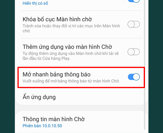 Bước 4: Tại đ&acirc;y, bạn sẽ thấy Mở nhanh th&ocirc;ng b&aacute;o v&agrave; h&atilde;y bật t&iacute;nh năng n&agrave;y l&ecirc;n.