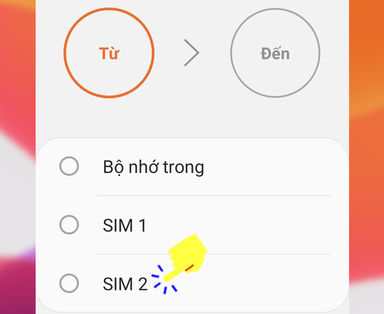 Bước 6: Bạn chọn Sim mà bạn muốn sao chép.