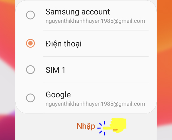 Bước 8: Cuối cùng bạn chọn Điện thoại và Nhập để hoàn tất quá trình thiết lập.