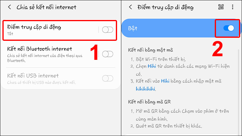 Bật điểm truy cập di động