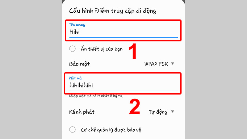 C&agrave;i đặt T&ecirc;n mạng v&agrave; Mật m&atilde; WiFi của m&igrave;nh.
