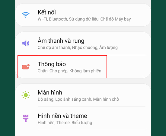 Bước 1: Vào Cài đặt > Chọn Thông báo.
