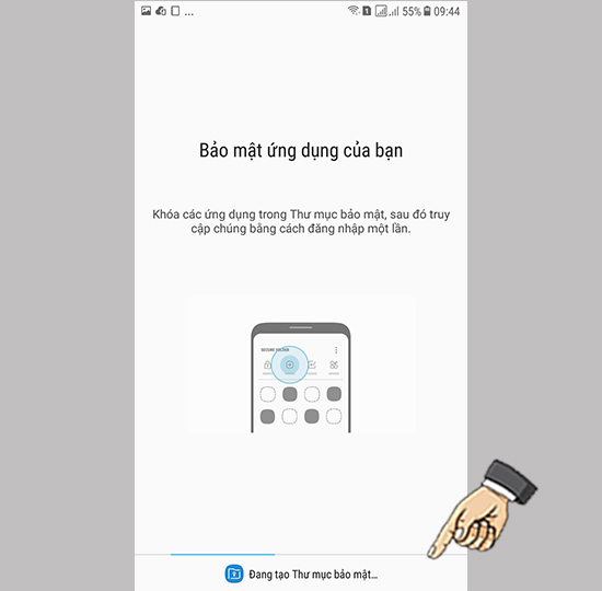 Bước 6: Đang tạo thư mục bảo mật.