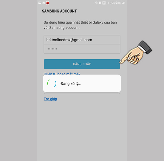 Chọn Đăng nhập và đăng nhập tài khoản Samsung Account.
