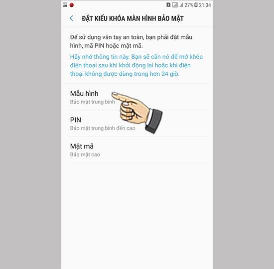 Bước 3: Chọn mật khẩu dự phòng.