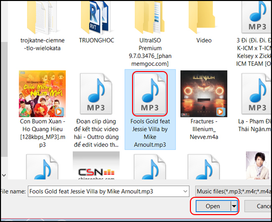 Bước 3: Tiếp theo bạn chọn bài nhạc, video mà bạn thích copy  open.