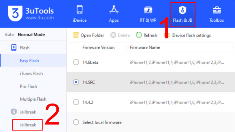 Chọn mục Jailbreak