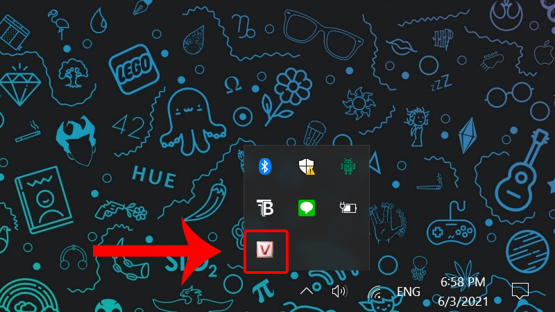 Nhấn chuột phải vào biểu tượng chữ V hoặc E ở thanh taskbar