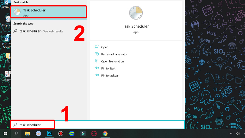 Tại mục tìm kiế gõ task scheduler và chọn Create Task