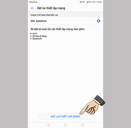 Bước 4: Chọn đặt lại thiết lập mạng.