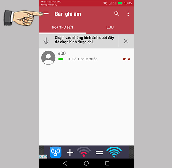 Bước 2: Chọn vào biểu tượng 3 gạch.