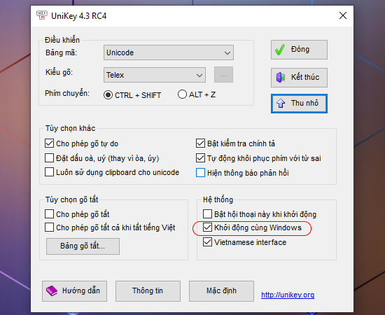 khởi động cùng windows 