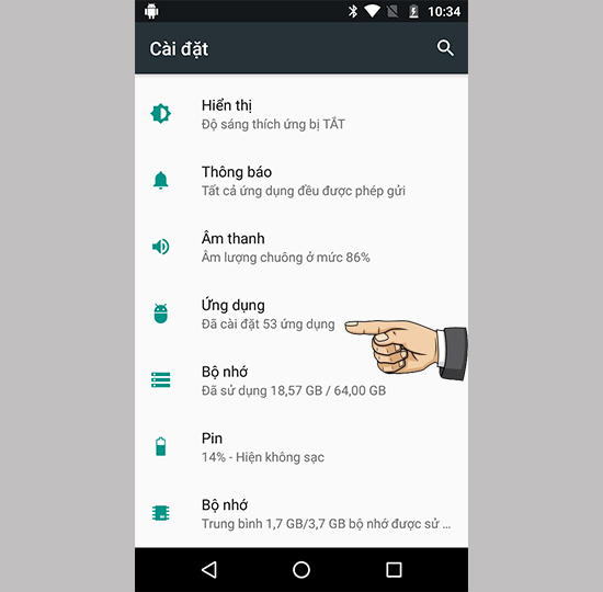 ​Vào cài đặt ứng dụng