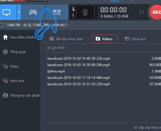 Để xem video đã ghi hình bạn vào giao diện chính, chọn video và chọn phát hoặc truy cập vào nơi lưu trữ video mà bạn đã thiết lập.