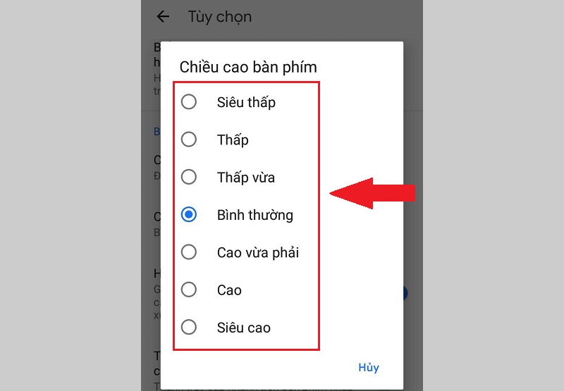 Chọn chiều cao mong muốn của bạn