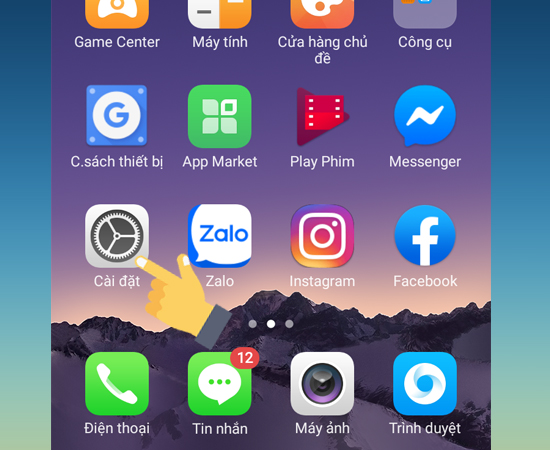 Bước 1: Đầu tiên bạn vào Cài đặt. 