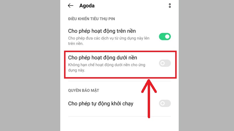 Tắt chế độ Cho phép hoạt động dưới nền