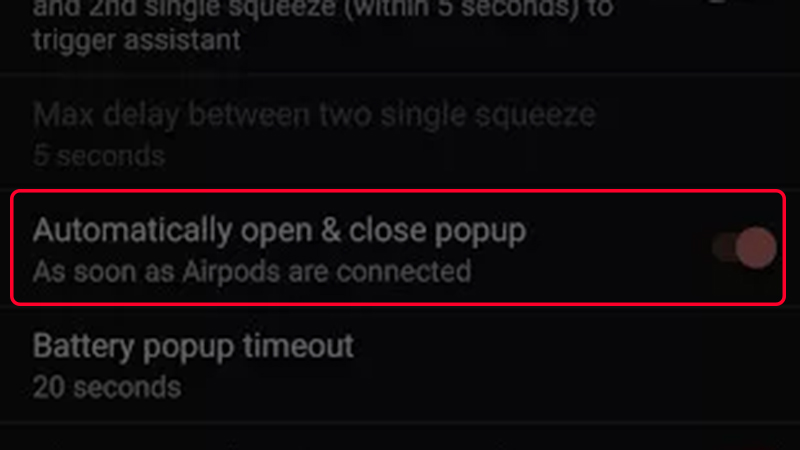 Bật chế độ Automatically open & close popup