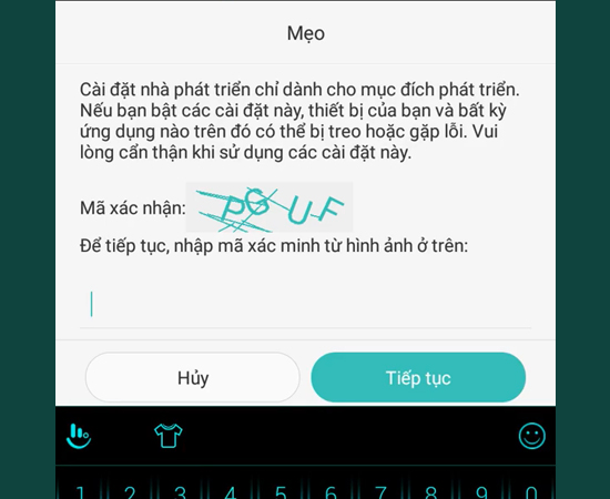 Bước 3: Tiến h&agrave;nh nhập m&atilde; x&aacute;c nhận.