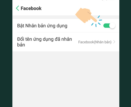  Bước 3: Sau đ&oacute; bạn h&atilde;y bật Nh&acirc;n bản ứng dụng l&ecirc;n.