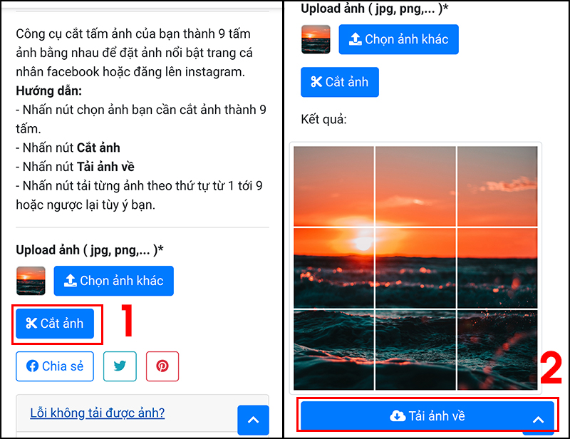 Bước 4: Nhấn Cắt ảnh  Nhấn Tải về.