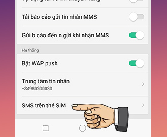  Chọn SMS tr&ecirc;n thẻ SIM
