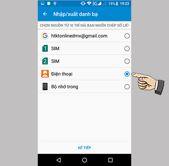 Bước 3: Chọn Điện thoại