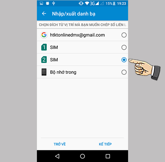 Bước 4: Chọn sim muốn lưu.
