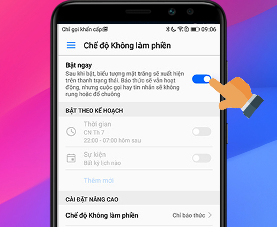 Bước 3: Bật công tắc để kích hoạt chế độ.