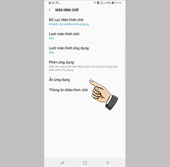 Bước 3: Chọn mục ẩn ứng dụng.