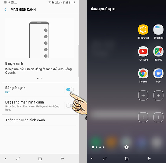 Bước 3: Bật Bảng ở cạnh
