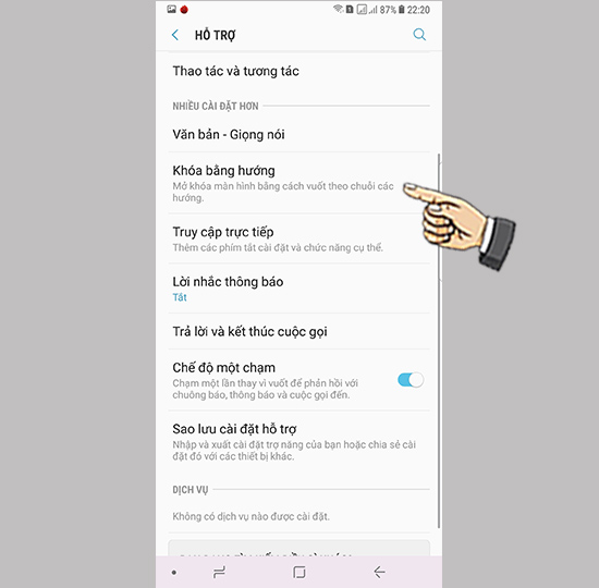 Bước 2: Chọn Khóa bằng hướng