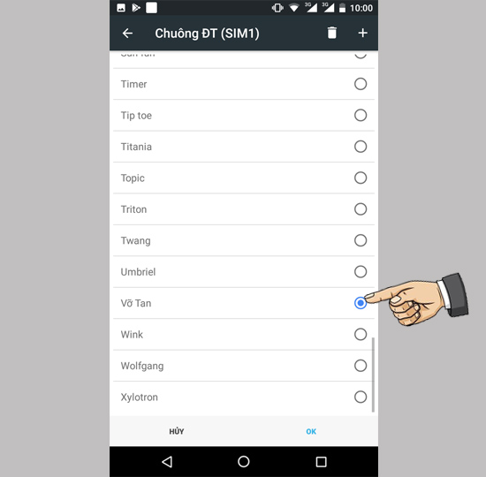 Chọn bài hát đã sao chép
