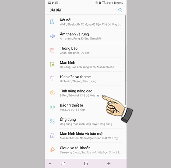 Bước 2: Chọn Thao t&aacute;c một tay
