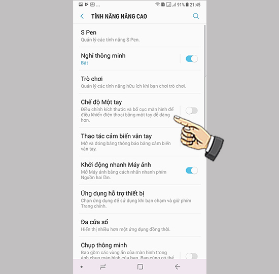 Bước 2: Chọn Thao t&aacute;c một tay