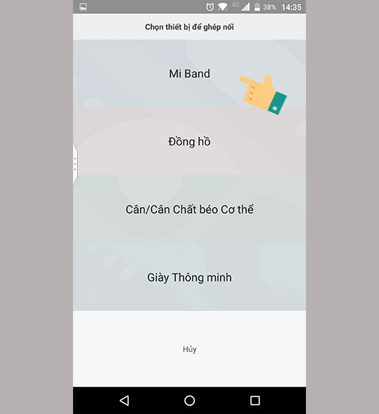 Chọn loại thiết bị bạn muốn kết nối